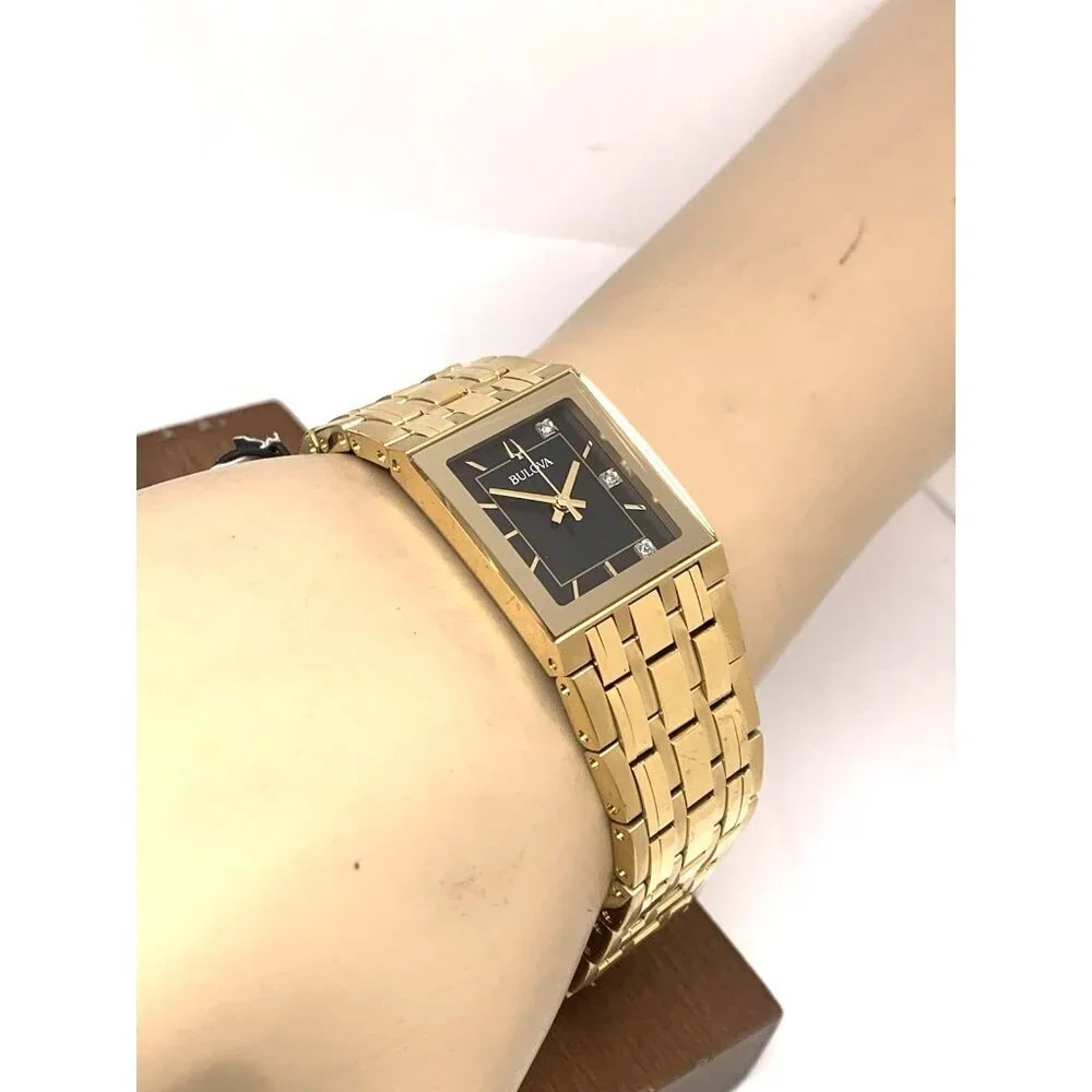 Bulova Women's Watch 97P167 Quadra Marc Anthony Quartz Diamond Gold Steel Tank